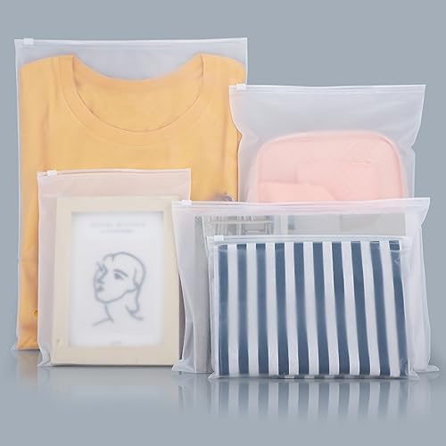 Packaging Bags, 5 Sizes 12x16" 10x13" 8x10" 12x8" 10x7" Pack of 50, 3 Mil Thick Plastic Shipping Bags for Business Clothing Packing Craft & Hobby Storage, Frosted, with Vent Hole by Svaldo