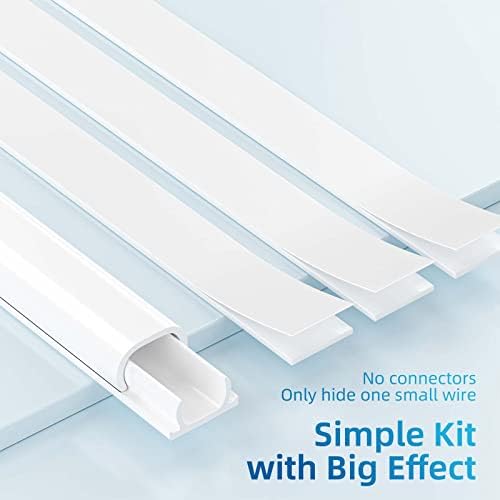 Yecaye 128in Mini Cord Hider, On-Wall Cord Cover, W0.5in H0.31in, White - Image 3