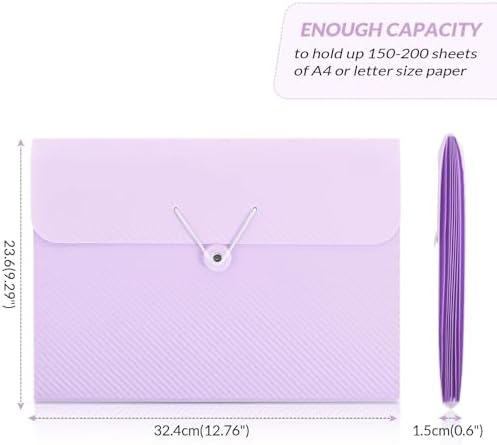 SKYDUE Expanding File Folder with 7 Pockets, Accordion File Organizer, Portable Folders for Documents, School Office Supplies Bungee Closure, Letter/A4 Size Purple - Image 3