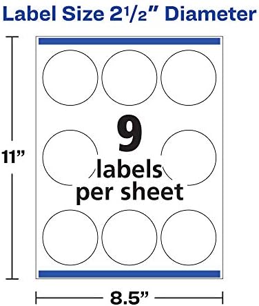 Avery Printable Round Labels with Sure Feed, 2.5" Diameter, Glossy White, 90 Customizable Labels (22830), 2.5" (Pack of 5) - Image 6