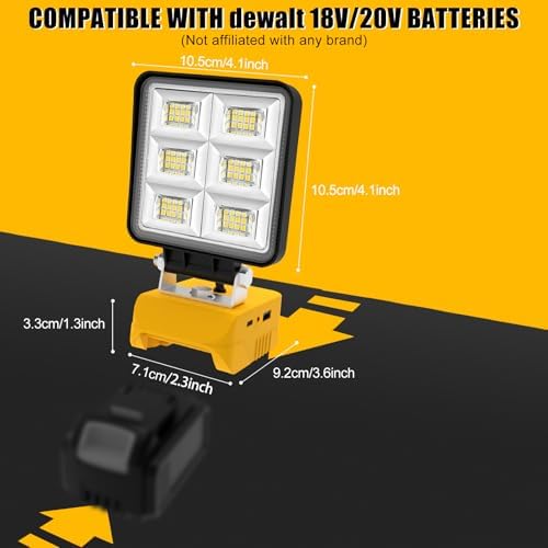 T-SUN 50W 5000LM LED Work Light Compatible with Dewalt 20V Max Battery - Image 4