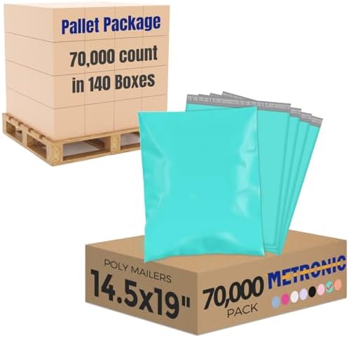 Metronic Poly Mailers 14.5x19 70000 Pack Large Shipping Bags for Clothing Mailing Bags with Strong Self-sealing Adhesive Waterproof and Tear-Proof Poly Bag Bulk in Teal by METRONIC