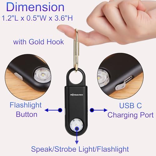 135dB Rechargeable Personal Alarm with Ultra Bright Flashlight - Image 6