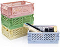 4 Pack Mini Foldable Plastic Small Baskets for Organizing and Storage, Collapsible Storage Crate for Home Bedroom Office Classroom Drawer Organizers (5.9x3.9x2.2in) Mini Size by Xhwykzz