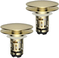 Hibbent 2 Pack Upgraded 3 in 1 Bathroom Sink Drain Strainer, Pop Up Sink Stopper with Big Cap, Anti-Clogging Metal Filter Basket,Sink Plug with Hair Catcher for 1.1''~2.36'' Basin, Brushed Gold by Hibbent