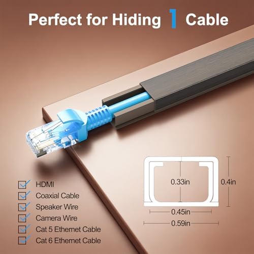 Yecaye Cord Hider, 113in One-Cord Cable Raceways, W0.59in H0.4in, Darkwood - Image 2