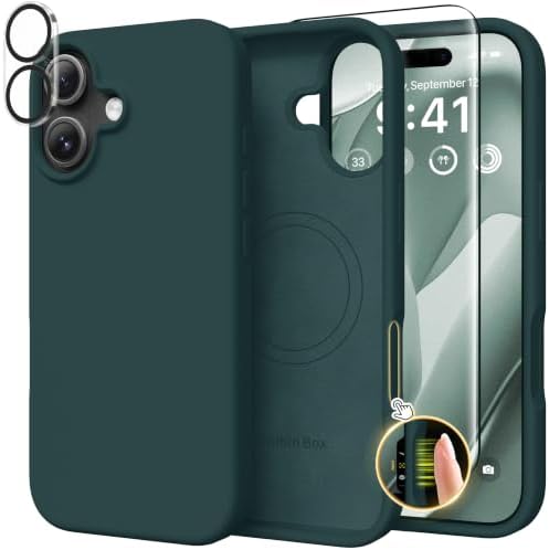 GolbinBox Magnetic for iPhone 17 Case, Silicone Cover, Olive Green by GolbinBox