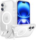 Temdan Magnetic Compatible with iPhone 16 Case, [Built-in Invisible Kickstand][Compatible with MagSafe][Military Grade Shockproof] Slim Translucent Matte Phone Case for iPhone 16 6.1" by Temdan