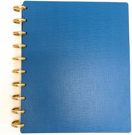 Talia Discbound Notebooks, Planner, Customizable, With 1" Gold Discs (Deep Lake Blue, Midsize (7.5in x 9.75in)) by Talia