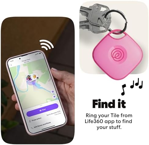 Life360 Tile - Bluetooth Tracker, Keys Finder and Item Locator for Keys, Bags and More. Phone Finder. Both iOS and Android Compatible. 1-Pack (Pink Punch) - Image 4