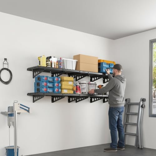 FLEXIMOUNTS 2x4ft Garage Storage, 4 Pack Garage Wall Shelving, Black - Image 7