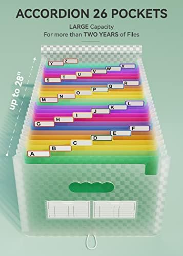ABC life 26 Pockets Accordion File Organizer, Expanding File Folder, Green - Image 2