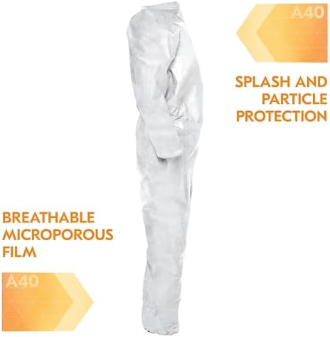 KleenGuard™ A40 Liquid & Particle Protection Coveralls (44305), Zipper Front, White, 2XL (Qty 25) - Image 5