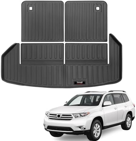 Custom for 2008-2013 Toyota Highlander Cargo Mats Trunk Liner and 3rd Rear Seat Backrest Mat All Weather TPE Protection Mat Accessories (for 2008-2013 Toyota Highlander) by Yonugli