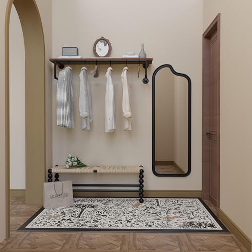 Clothes Rack 42in, Wall Mounted Garment Racks with Real Brown Wood Shelf, Heavy Duty Hanging Clothes Rack, Multi-Purpose Hanging Rod, Space-Saving Closet Storage - Image 6