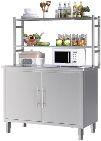 Stainless Steel Table with Cabinet, 40”x20” Kitchen Prep Table by JFHID