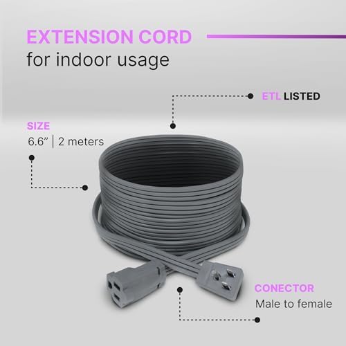 6 FT Heavy Duty Air Conditioner and Appliance Extension Cord, Grey (2 Pack) - Image 4