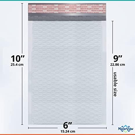 250 Pack USA Made Poly Bubble Mailers 6x10 Inches Shipping Padded Envelopes - Image 3