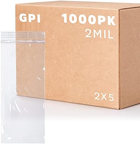 2" x 5" Small Zip Bags, 1000 Pack, 2 Mil, Reclosable Jewelry Bags, GPI by GPI