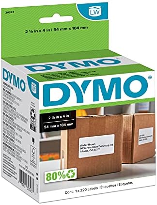 DYMO Authentic LW Shipping Labels, DYMO Labels for LabelWriter Label Printers, 2-1/8" x 4", 1 Roll of 220 by Dymo%C2%AE