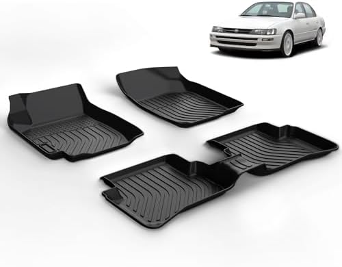 Floor Mats Custom for 1998 1999 2000 2001 2002 Corolla Sedan Car Mats All Weather Floor Liners Automotive Front and Rear Row Corolla Floor Mats Accessories Black by VOUKIY