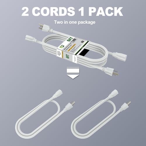 EP 6 FT Outdoor Extension Cord, 16/3 SJTW Heavy Duty White 2PK, ETL Listed - Image 3