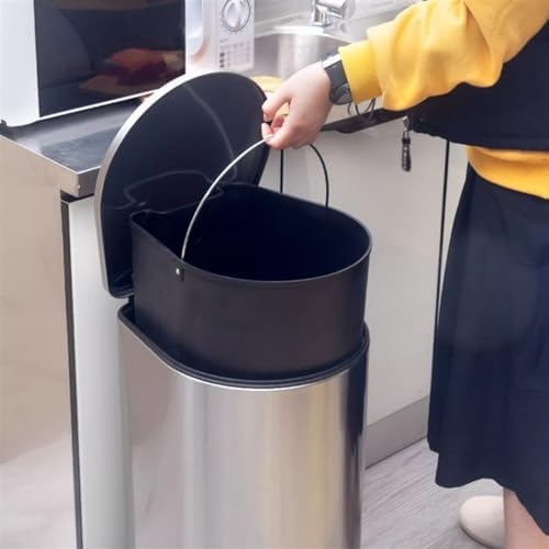 Stainless Steel Hands Free Trash Can with Soft Close Lid for Home Office Bathroom 7L - Image 5