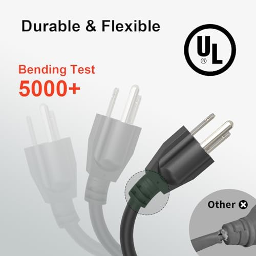 Outdoor Extension Cord Waterproof 50 FT, Yellow 12/3 SJTW Heavy Duty, Flexible 100% Copper 3 Prong Extension Cord for Lawn, Garage - Image 3