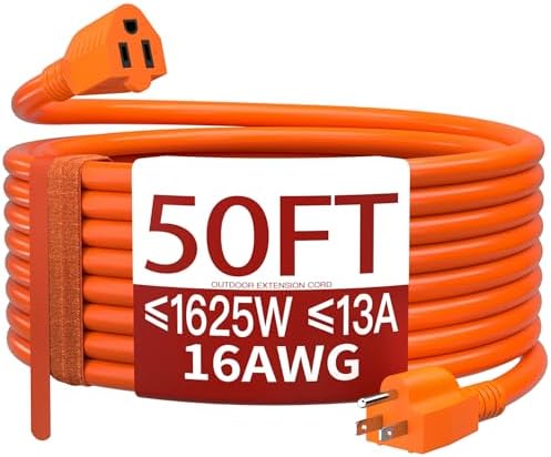 Skrizcable 16/3 50 FT Outdoor Extension Cord Waterproof, Orange Power Cord by Skrizcable