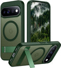 Temdan Designed for Google Pixel 11 Case 2026, [Built-in Invisible Kickstand][Compatible with MagSafe][Military Grade Shockproof] Slim Translucent Matte Phone Case-Green by Temdan