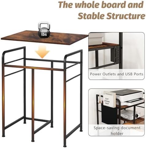 Large Printer Stand with Storage: 24x18 Inch Printer Table for Home Office - Image 5