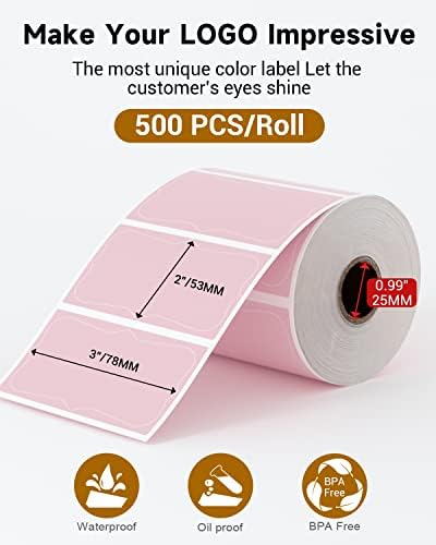 Phomemo Pink Thermal Labels for Shipping Label Printer 3"x 2"/ 500 PCS - Image 2