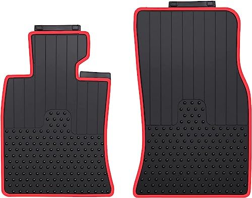 Car Floor Mats Custom Fit for Mini Cooper Mini Cooper Gen2 Hardtop R56, Clubman R55, Convertible R57 Black Red Rubber All Weather Protection Auto Floor Liners(Set of 2 Front Mats) by Lwope