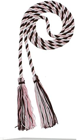 Tassel Depot Graduation Honor Cord - Brown/Light Pink/White - Every School Color Available - Made In Usa by TasselDepot