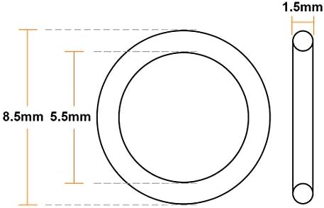 uxcell Fluorine Rubber O-Rings 8.5mm OD 5.5mm ID 1.5mm Width, Metric FKM Sealing Gasket, Pack of 20 - Image 3