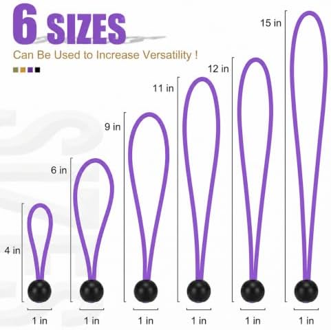 30 Pack Ball Bungee Cord, Heavy Duty Bungie Cord Balls (12",Purple) - Image 3
