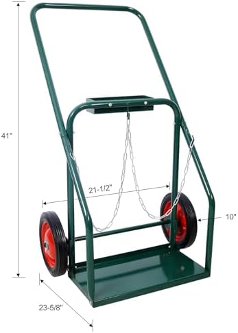 Deluxe Welding Cylinder Hand Truck with 10-Inch Solid Rubber Wheels, 440lbs Capacity Dual Welding Cylinder Cart, Large Dual Oxygen Tank Cart Dolly - Image 2