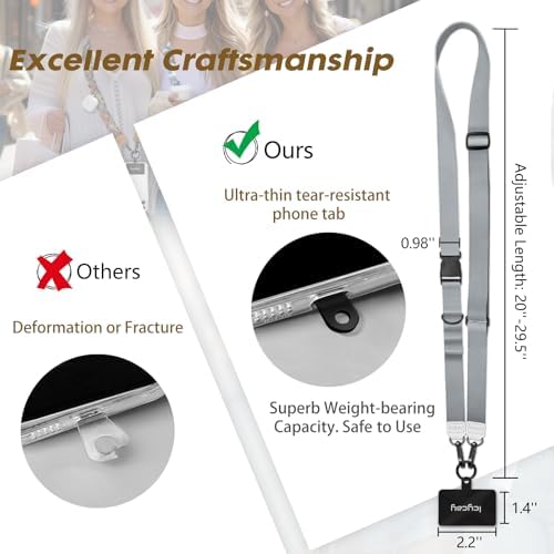 Icycay Phone Lanyard Crossbody Strap Neck Adjustable Teacher Women Gray - Image 5