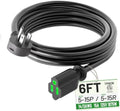POWGRN 6FT 14/3 Black Flat Plug Extension Cord, Low Profile Indoor by POWGRN