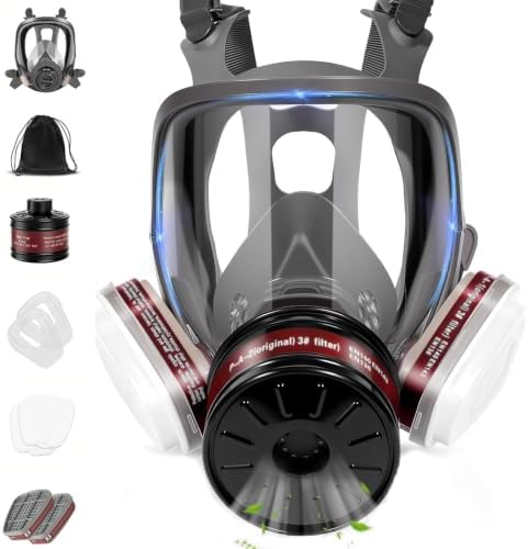 Full Face Gas Mask,Respirator Mask for Gases,Chemical,Spray Paint by QIFUTT