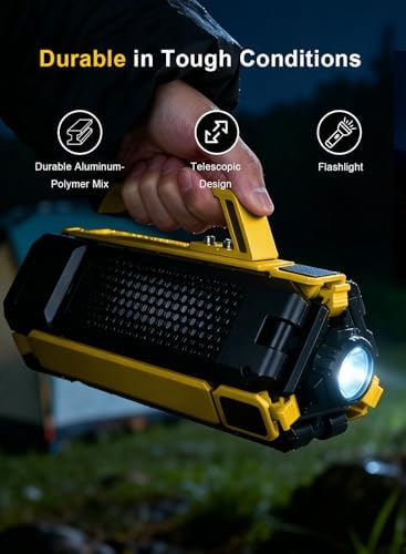 15000mAh Rechargeable Telescopic Camping Light, Portable Flashlight & Lantern with Reinforced Tripod Base, Height Adjustable Dimmable Tent Light, Power Bank for Outdoor BBQ, Hiking, Job Site, Yellow - Image 6