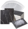 Earring Cards, Set Jewelry Making Supplies with 100 Pcs Earring Holder Cards 200 Pcs Earring Backs and 100 Jewelry Packaging for Earrings Necklace Jewelry Display, Bags 3.5x2.4 Inches (Marble Black) by BOOMIBOO
