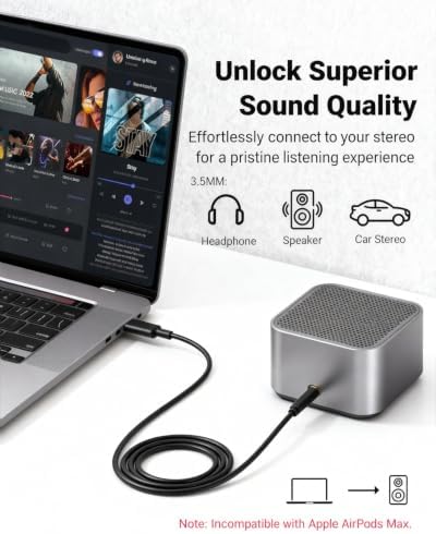 Seulliya USB C to 3.5mm Audio Aux Jack Cable, Aux Cord for iPhone, Type C to 3.5mm Headphone Car Stereo Cord Compatible with iPhone 17/16 Plus /15 Pro Max, Samsung Galaxy S23 S22 Note 20 2Pack - Image 2