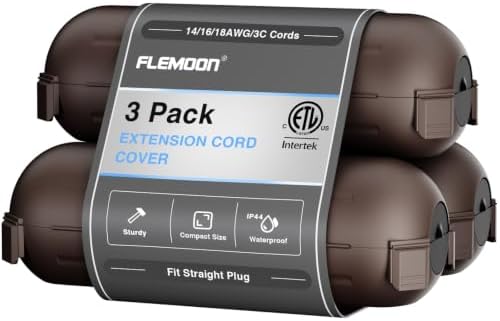 [3 Pack] Flemoon Outdoor Extension Cord Safety Cover with Waterproof Seal by FLEMOON