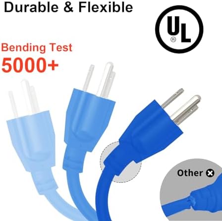 Outdoor Extension Cord Waterproof 100 FT, Blue 14/3 SJTW Heavy Duty, Flexible 100% Copper 3 Prong Extension Cord for Lawn, Garage,UL Listed - Image 3