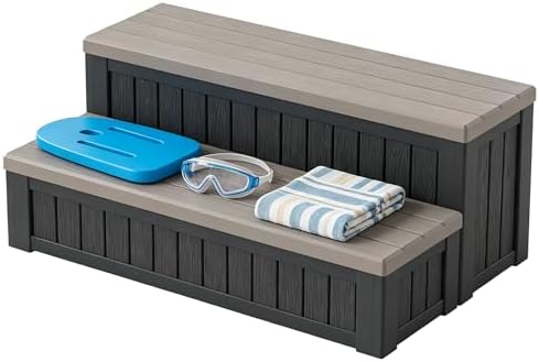 Fancyango Hot Tub Steps with Storage 36.6" L Two-Tone Gray & Black - Image 7