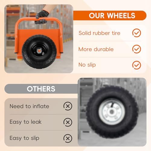 Heavy Duty Panel Dolly Slab Dolly 10 Inch Solid Rubber Tires - Image 3
