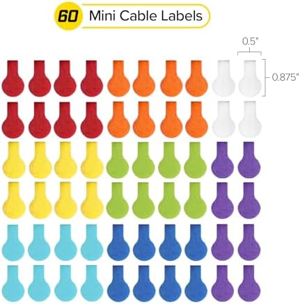 Cable Labels - Wrap-It Storage - Mini, Multi-Color (60 Pack) - Image 3