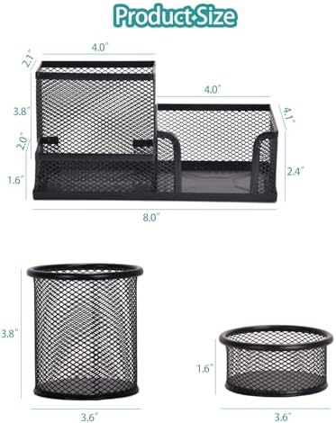 Freewindo Mesh Desk Organizer, Set of 3 Pen Holder Office Desk Accessories with Pencil Holder Sticky Note Holder, Pencil Cup and Paperclips Cup - Image 5