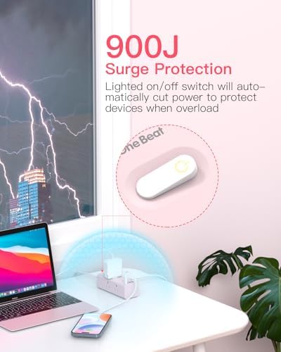 One Beat 5Ft Extension Cord with Multiple Outlets,Flat Plug Power Strip - Image 4